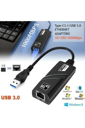 Type-C3.1 Usb 3.0 Gigabit Ethernet Adaptörü Kablolu USB Dönüştürücü 1000 Mbps Laptop PC Çevirici