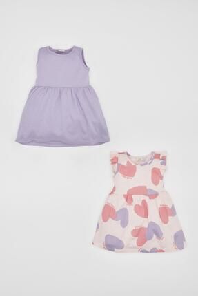 Kız Bebek Desenli Kolsuz 2'li Elbise C0071a524sm