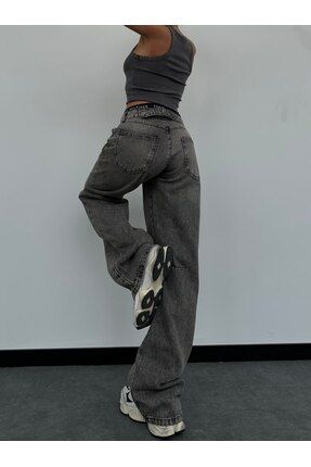 All Black Candy Orta Bey Gri Baggy Jean Fiyat Yorumlar Trendyol