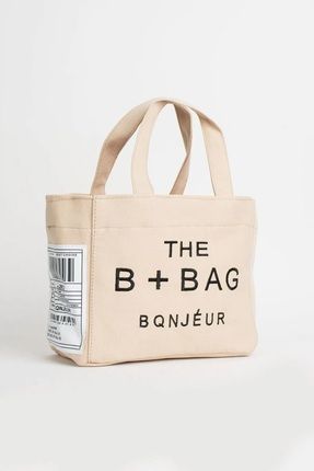 Uzun Askılı Kanvas Kumaş Krem Omuz Çantası The B+ Bag Tote Bag