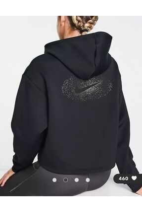 Dri-Fit Graphic Shine Training Cropped 1/2-Zip Hoodie Siyah Kadın Sweatshirt