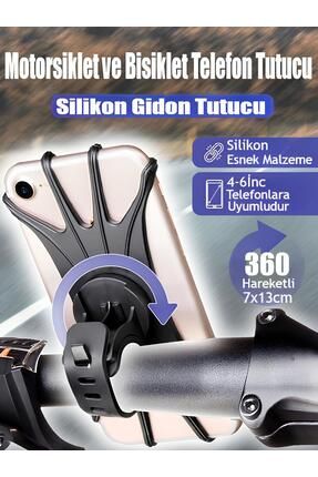 4-6 İnc Universal 360° Bisiklet Telefon Tutucu Motorsiklet Direksiyon Silikon Gidon Tutacağı Aparatı