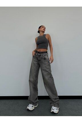 All Black Candy Orta Bey Gri Baggy Jean Fiyat Yorumlar Trendyol