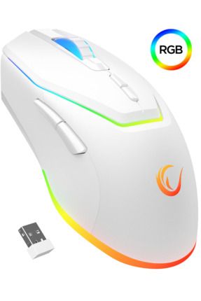 Vortex M1 Beyaz RGB Ledli Makrolu Mouse Usb Wireless Şarjlı Kablosuz Gaming Oyuncu Mouse