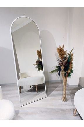 Metal Çerçeve Beyaz Oval Ayaklı Boy Aynası 65x180 Cm