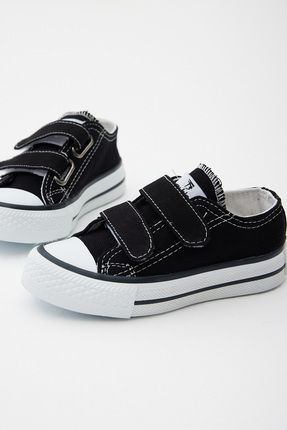 Çocuk Unisex Siyah Rahat Kalıp Cırtlı Sneaker