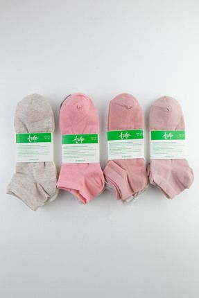 Tülip Kadın Pamuklu 12li Renkli Patik Çorap
