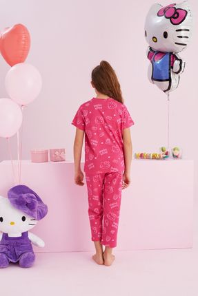 Siyah nci Hello Kitty Lisansl 100 Pamuk Pembe Cok Renkli Bisklet Yaka Pijama Tak m Fiyat Yorumlar Trendyol