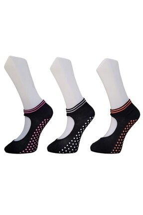 3 Çift Bilekli Kaydırmaz Tabanlı Renkli Plates Ve Yoga Çorabı, Spor Ve Aktivite Çorabı