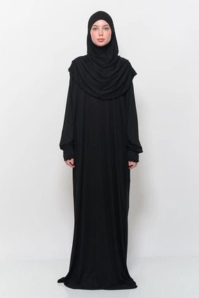 Kolay Giyilebilen Tek Parça Namaz Elbisesi Siyah