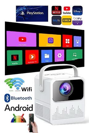 Projeksiyon Ev Sineması Bluetooth Wifi Akıllı Android Tv 1080p Hoparlör Smart 4k Youtube Türkçe