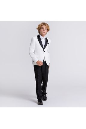 Kadife Yaka Beyaz 6 Parçalı Çocuk Takım Elbise Seti