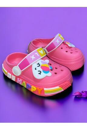 Çocuk Pembe Renk Figürlü Kaydırmaz Sandalet Crocs Terlik