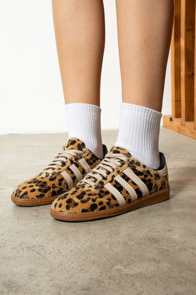 Isabel Leopar Desenli Bağcıklı Kadın Spor Ayakkabı Sneaker