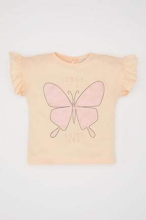 Kız Bebek Kelebek Desenli Kısa Kollu Tişört C2246a524sm