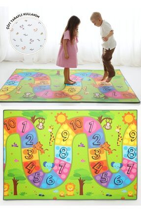 Çift Taraflı Çocuk Oyun Halısı, 140 x 200 x 1 cm Oyun Matı, Soğuk Geçirmez, Leke Tutmaz