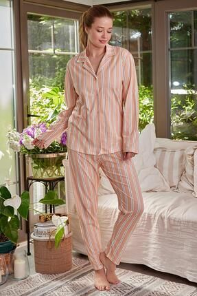 Kadın Gömlek Yaka Düğmeli Pijama Takımı