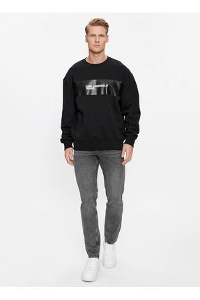 Karl Lagerfeld Jeans Bisiklet Yaka Siyah Erkek Sweatsh rt 236d1855 klj Str pe Logo Sweat Fiyat Yorumlar Trendyol
