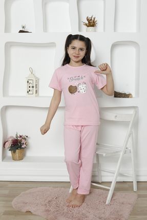 Kısa Kollu Brunch Pembe Kız Çocuk Pijama Takımı