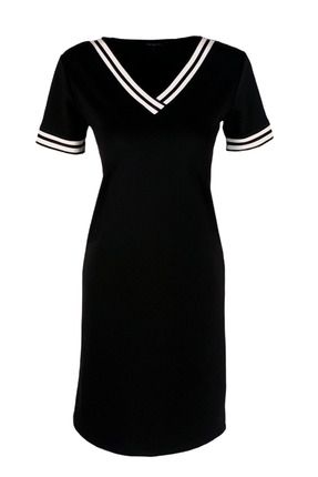 Erdem Weweus Siyah Kadın Şeritli Yarım Kol Elbise 245