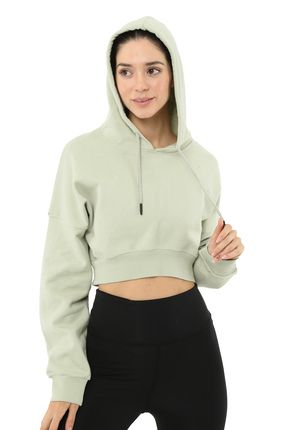 Storm Crop Kapüşonlu Sweatshirt Mint