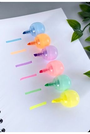 Mini Renkli Fosforlu 6’lı Lolipop Tasarımlı Çantalı Şirin Pinterest Kalem Seti/ Işaret Kalemi