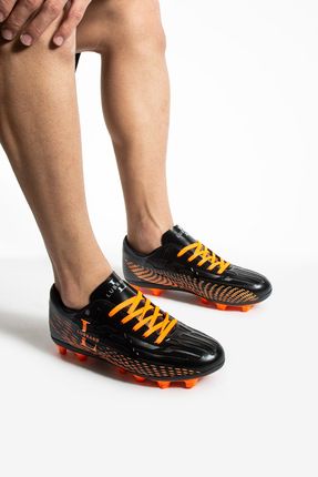 Siyah Turuncu Çim Halı Saha Kramponu Futbol Ayakkabısı
