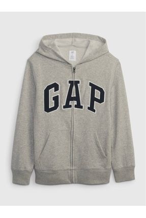 Erkek Çocuk Gri Gap Logo Havlu Kumaş Sweatshirt