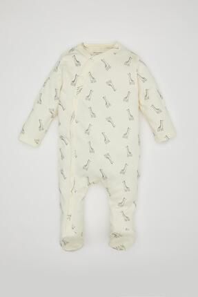 Erkek Bebek Yeni Doğan Zürafa Baskılı Uzun Kollu Tulum C1544a524sm