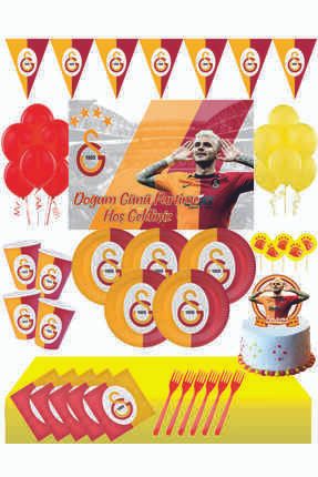 Masal Şekerleme 8 Kişilik Galatasaray Taraftar 35x50 cm Afişli PASTA SÜSÜ DAHİL Doğum Günü Seti