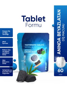 Beyazlatıcı Aktif Karbonlu Diş Macunu Tableti - Doğal Ve Etkili Beyazlatma 60Tablet