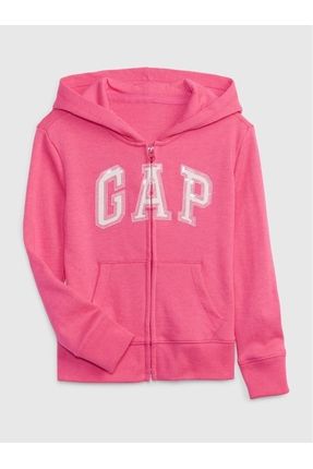 Kız Çocuk Pembe Gap Logo Fermuarlı Havlu Kumaş Sweatshirt