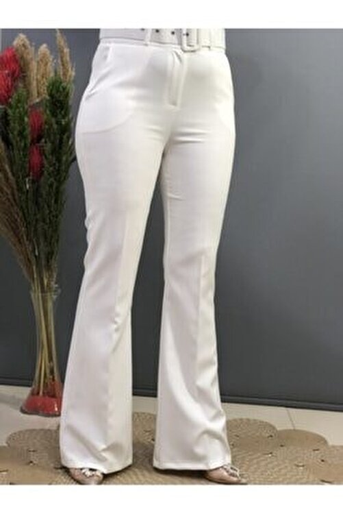 Tuhaf Sayısal Bekle  Güneş Kombin Kadın Ispanyol Paça Pantolon Beyaz Fiyatı, Yorumları - TRENDYOL