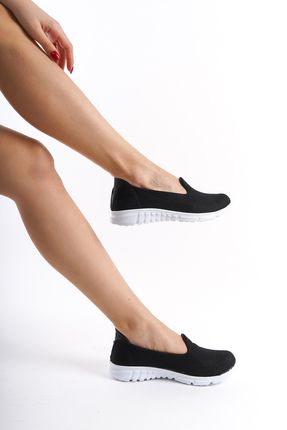 Mbomm200-s Kadın Ortopedik Bağcıksız Siyah Spor Ayakkabı
