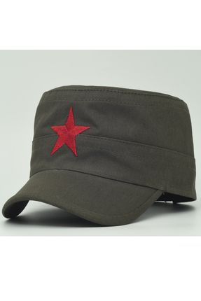 Yıldızlı Fidel Castro Che Guevara Şapkası Yeşil Renk