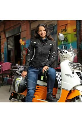 City Cordura Kısa Siyah Kadın Yazlık Motorsiklet Montu