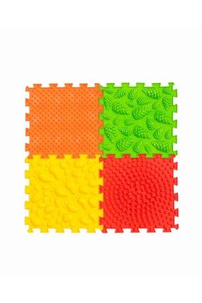 Renkli 4 Modüllü Ortopedik Halı Çocuk Duyu Matları Renkli Puzzle Çocuk Masaj Halıları