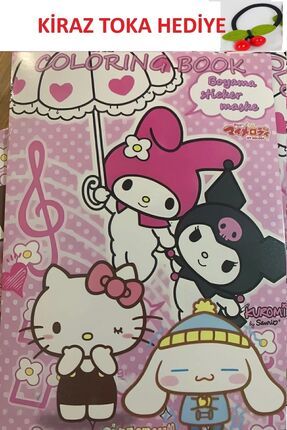 My Melody Kuromi Hello Kitty 16 sayfa Boyama Kitabı Sticker Maske Seti
