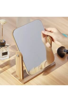 Ahşap Büyük Standlı Makyaj Aynası Yeni Model Bakım Aynası 18x13cm