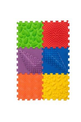 6 Modüllü Ortopedik Halı Çocuk Duyu Matları Renkli Puzzle Çocuk Masaj Halıları Set 1