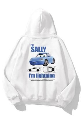 Unisex I'm Sally Cars Sweatshirt Beyaz