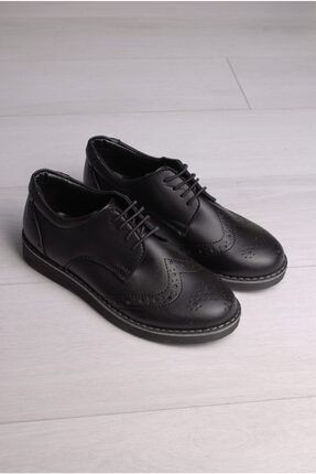 Erkek Çocuk Siyah Cilt Bağcıklı Klasik Ayakkabı