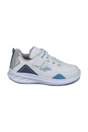 28110 Cırtlı Beyaz - Indigo Mavi Üniseks Çocuk Sneaker Günlük Spor Ayakkabı