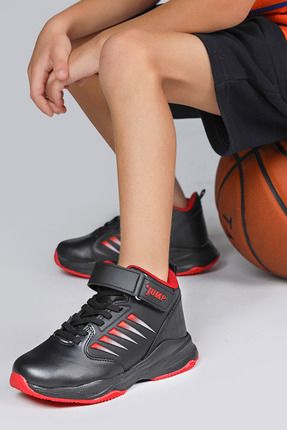27800 Siyah - Kırmızı Üniseks Çocuk Basketbol Spor Ayakkabısı