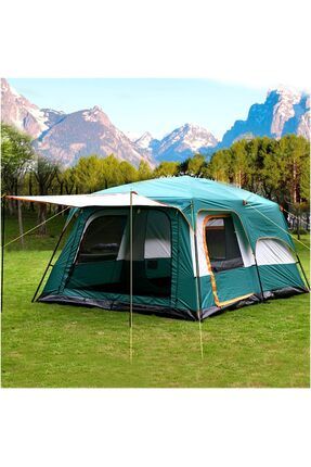 10 Kişilik Büyük Çift Katlı Çadır Odalı Kamp Çadırı 380x260x200cm