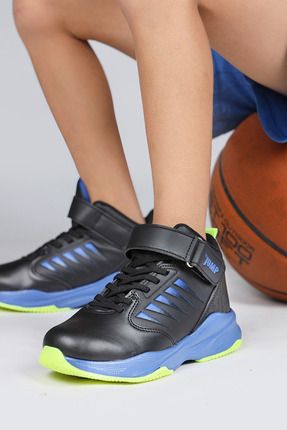 27800 Siyah - Mavi Üniseks Çocuk Basketbol Spor Ayakkabısı
