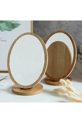 Dekoratif Masa Aynası Makyaj Aynas Açısı Ayarlanabilir Kare Makeup Mirror Ahşap Ayna Oval MD: 2