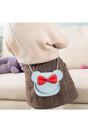 Fiyonk detaylı Minnie mouse kulaklı kapaklı deri çapraz çocuk çanta