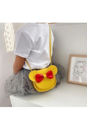 Fiyonk detaylı Minnie mouse kulaklı kapaklı deri çapraz çocuk çanta