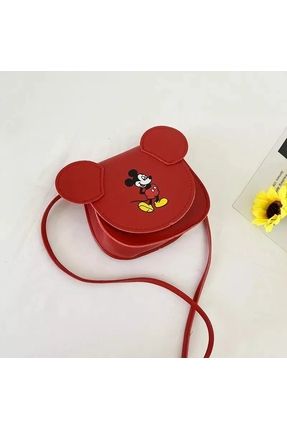 Mickey mouse desenli kulaklı deri kapaklı çapraz çocuk çanta